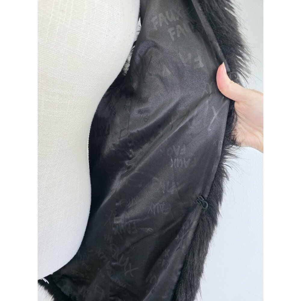 Donna Salyers Fabulous Furs Faux Fur Hair Black Vegan Vest Size S Small — image 8 of 8